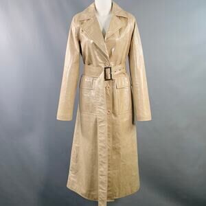 STAND STUDIO Size S Vada Beige Faux Leather Belted Trenchcoat